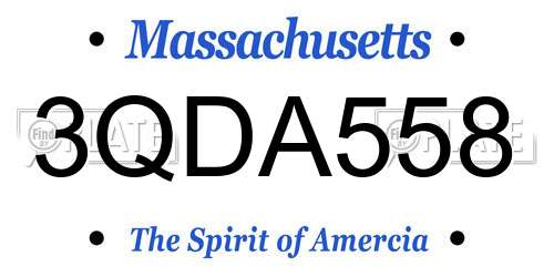 3QDA558 Massachusetts License Plate