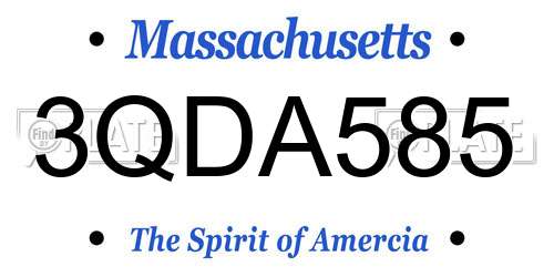 3QDA585 Massachusetts License Plate