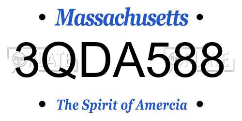 3QDA588 Massachusetts License Plate