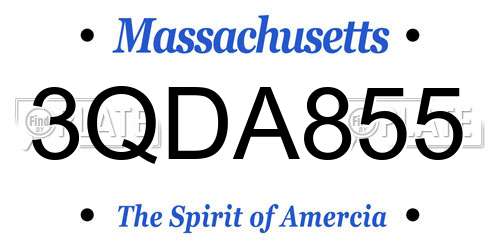3QDA855 Massachusetts License Plate