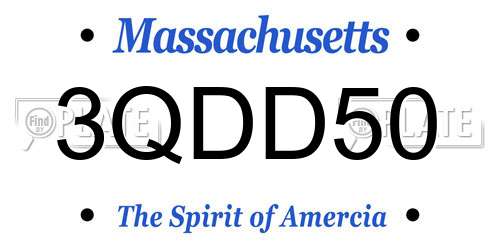 3QDD50 Massachusetts License Plate