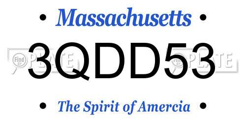 3QDD53 Massachusetts License Plate