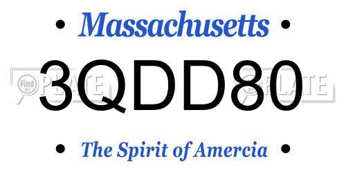3QDD80 Massachusetts License Plate