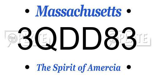 3QDD83 Massachusetts License Plate