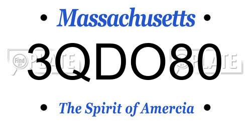 3QDO80 Massachusetts License Plate