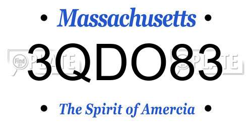 3QDO83 Massachusetts License Plate