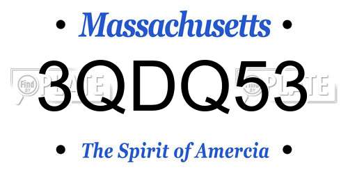 3QDQ53 Massachusetts License Plate