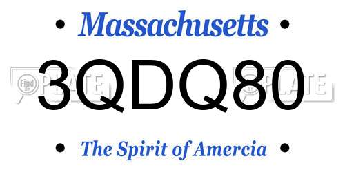 3QDQ80 Massachusetts License Plate