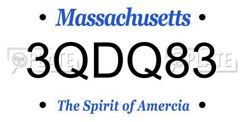 3QDQ83 Massachusetts License Plate