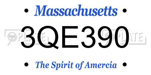 3QE390 Massachusetts License Plate