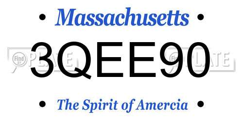 3QEE90 Massachusetts License Plate