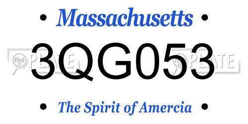 3QG053 Massachusetts License Plate