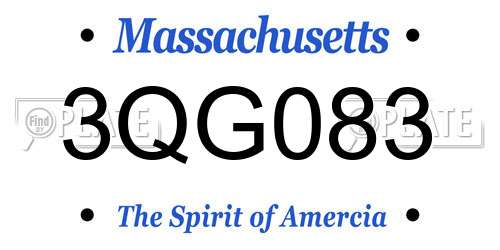 3QG083 Massachusetts License Plate