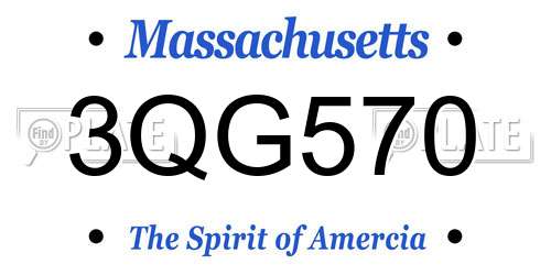 3QG570 Massachusetts License Plate