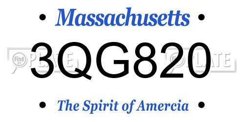 3QG820 Massachusetts License Plate