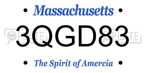 3QGD83 Massachusetts License Plate