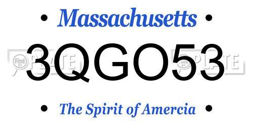 3QGO53 Massachusetts License Plate