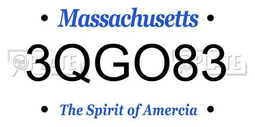 3QGO83 Massachusetts License Plate