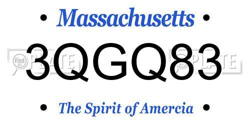 3QGQ83 Massachusetts License Plate