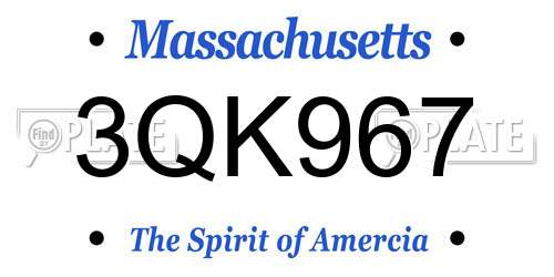 3QK967 Massachusetts License Plate