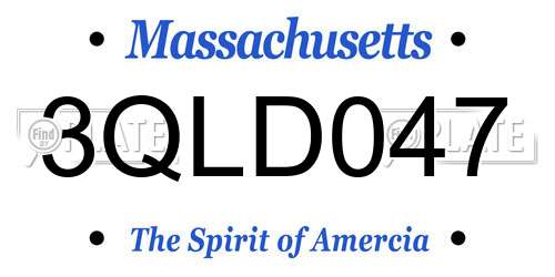 3QLD047 Massachusetts License Plate