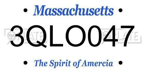3QLO047 Massachusetts License Plate