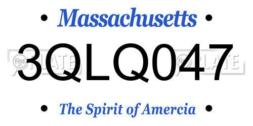 3QLQ047 Massachusetts License Plate