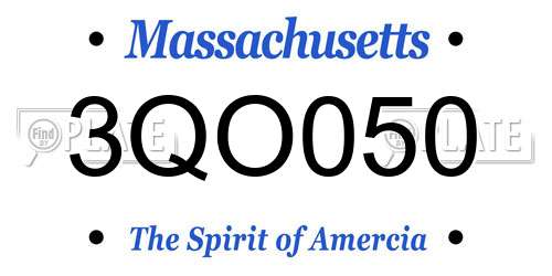 3QO050 Massachusetts License Plate