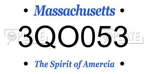 3QO053 Massachusetts License Plate