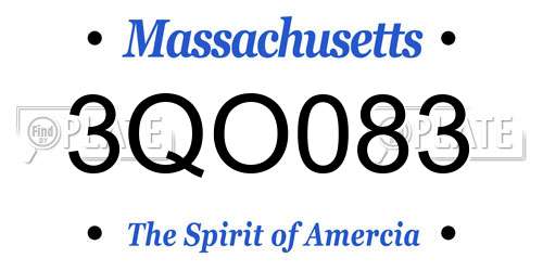 3QO083 Massachusetts License Plate