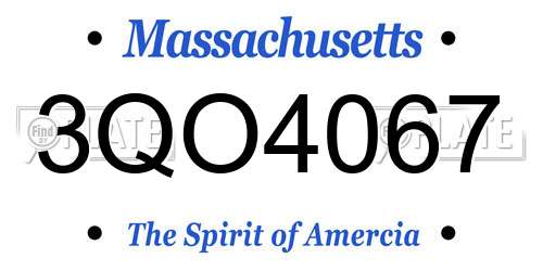 3QO4067 Massachusetts License Plate