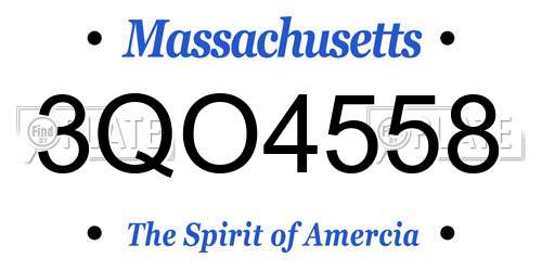 3QO4558 Massachusetts License Plate