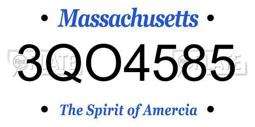 3QO4585 Massachusetts License Plate