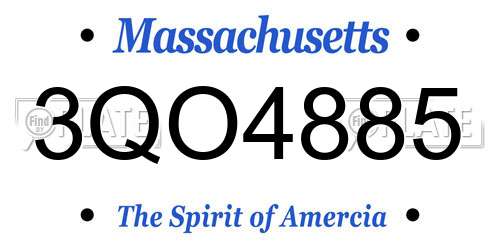 3QO4885 Massachusetts License Plate