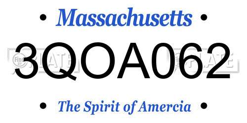 3QOA062 Massachusetts License Plate