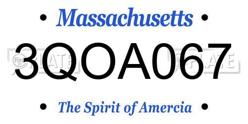 3QOA067 Massachusetts License Plate