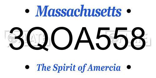 3QOA558 Massachusetts License Plate