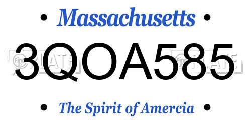 3QOA585 Massachusetts License Plate
