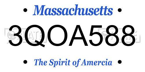 3QOA588 Massachusetts License Plate