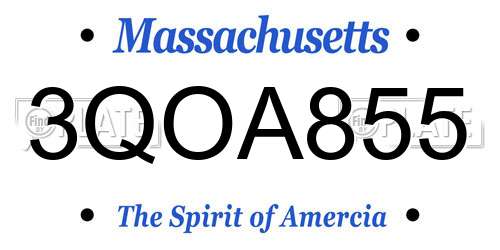 3QOA855 Massachusetts License Plate