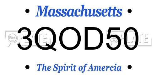 3QOD50 Massachusetts License Plate