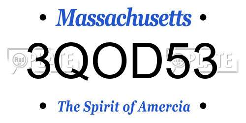 3QOD53 Massachusetts License Plate