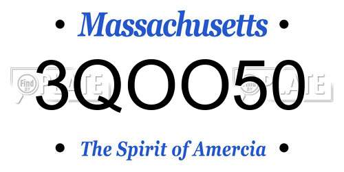 3QOO50 Massachusetts License Plate