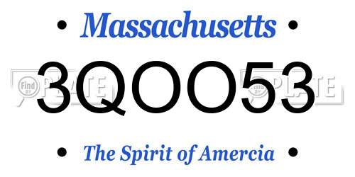 3QOO53 Massachusetts License Plate