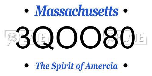 3QOO80 Massachusetts License Plate