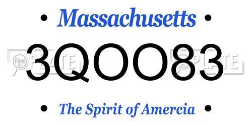 3QOO83 Massachusetts License Plate
