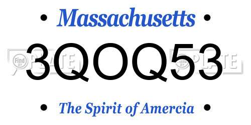 3QOQ53 Massachusetts License Plate