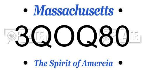 3QOQ80 Massachusetts License Plate