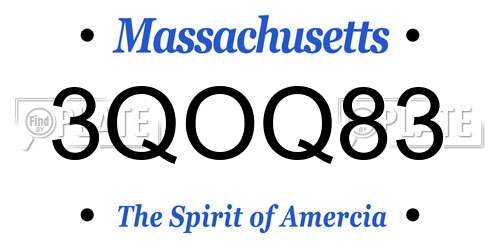3QOQ83 Massachusetts License Plate