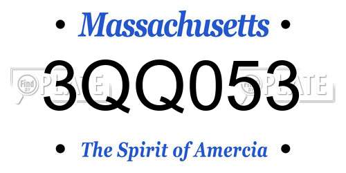3QQ053 Massachusetts License Plate